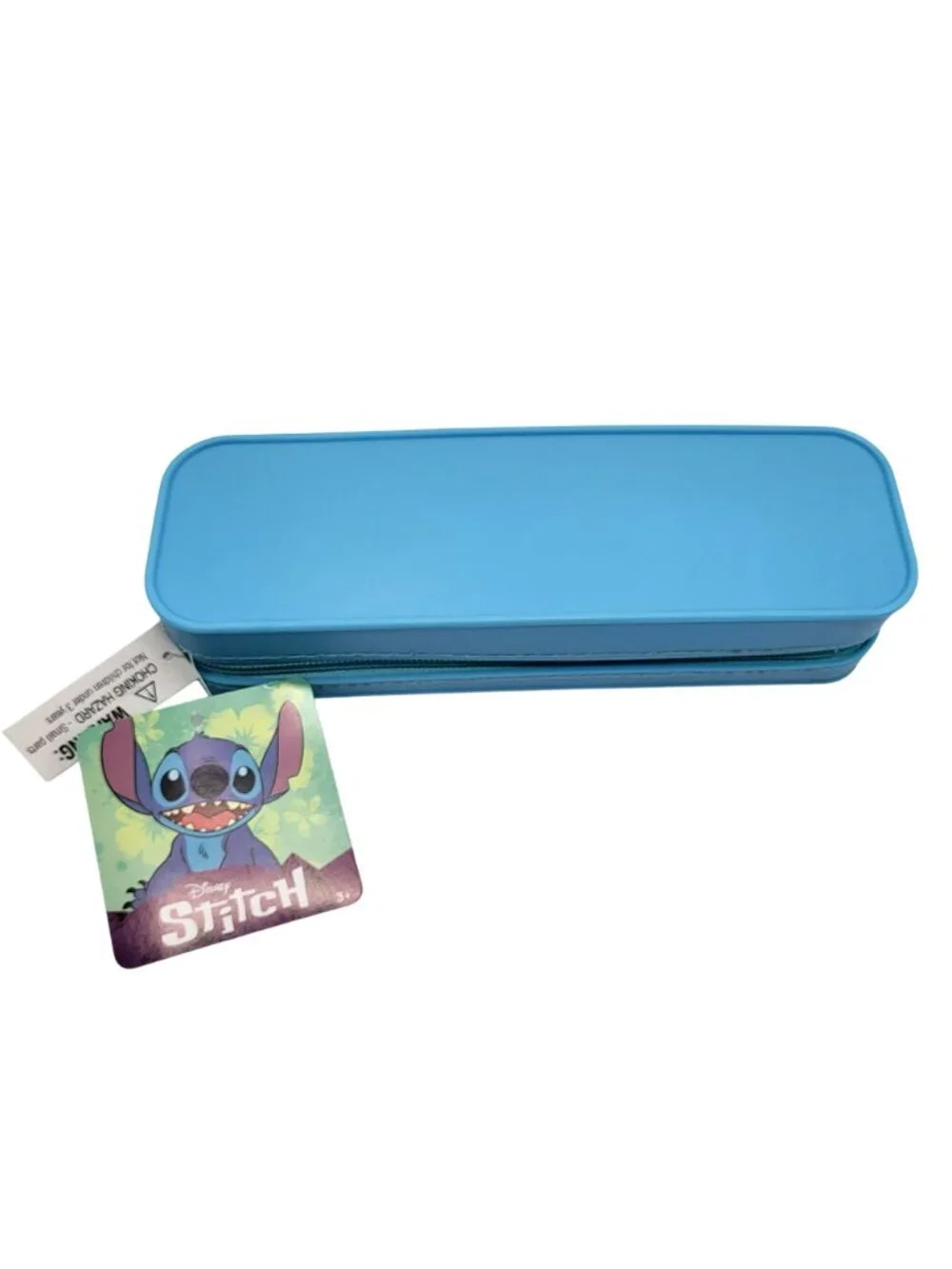 Disney Stitch Pencil Case Box With Zipper Closure & Flower Design Blue